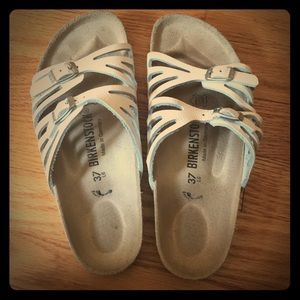 White Birkenstocks, size 6